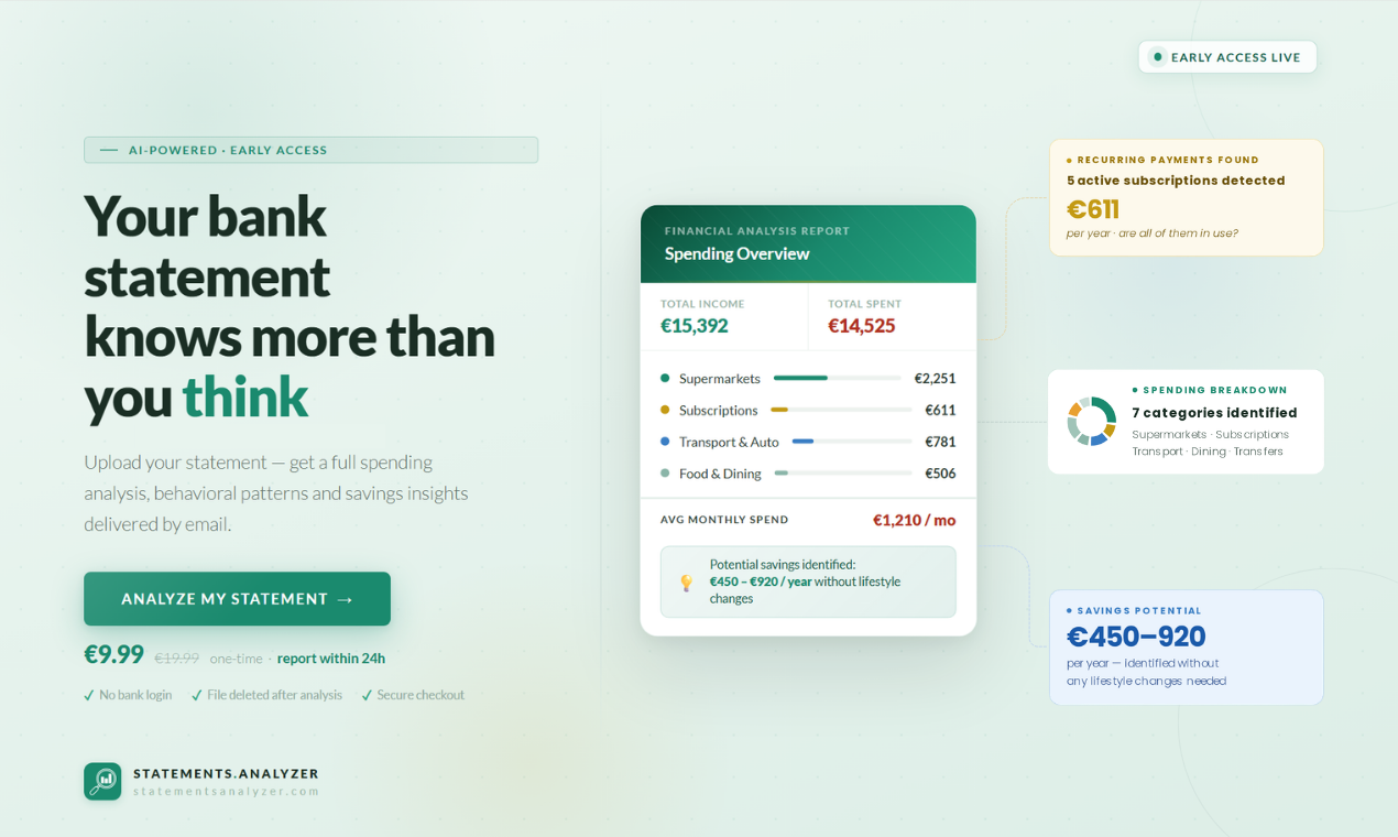 Bank Statement Analyzer — Upload PDF, See Where Money Goes